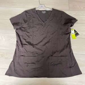 Med Couture Activate‎ Scrub Top 2XL Womens 4-Way Energy Stretch Chocolate